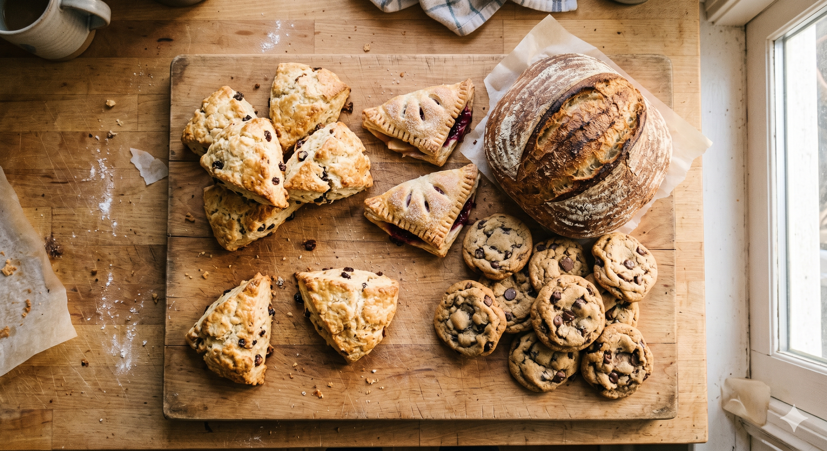 Assorted pastries and breads available to order